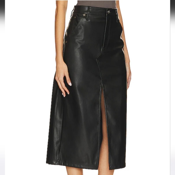 Rag and bone Sid Faux Leather Midi Skirt in Black Size 27 - Picture 2 of 8
